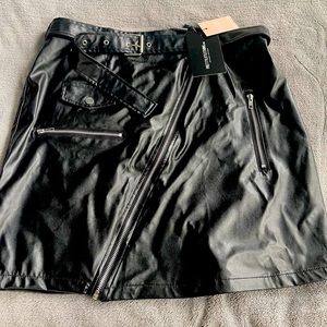 Pretty Little Thing Black Faux Leather Biker Skirt